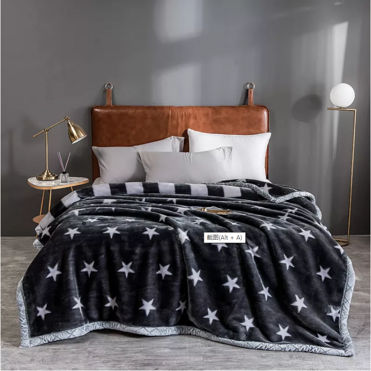 classic luxury double layer mink quilt cover blanket Raschel milk velvet plus thick Winter blanket