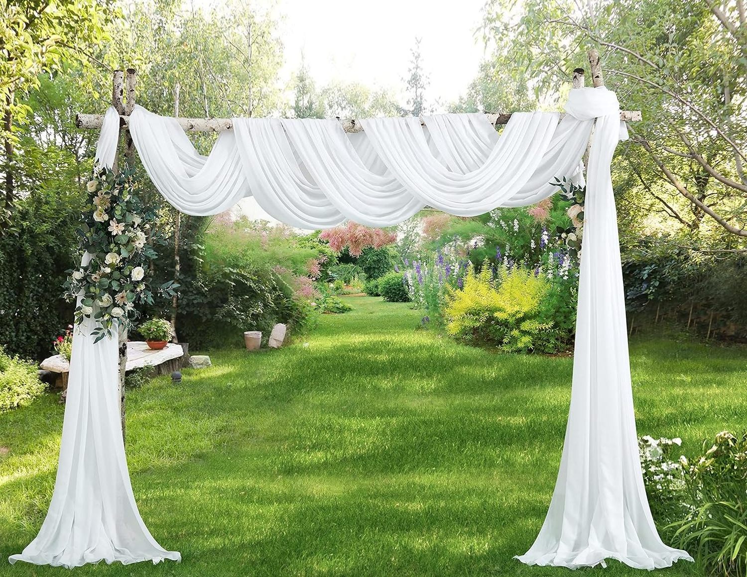 Pair of 2 White Canopy Bed Curtains 35 x 144 Inches Bed Curtains for Double or Twin Size Bed Great as Canopy for Girls Room