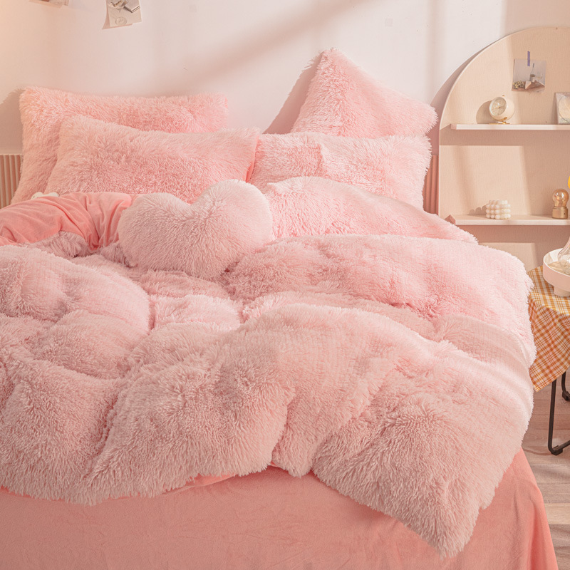 Soft Duvet Cover Sets Shaggy Plush Duvet Cover Faux Fur Bedding Luxury Wholesale Winter Plush Fluffy Bedding Set Sheet St