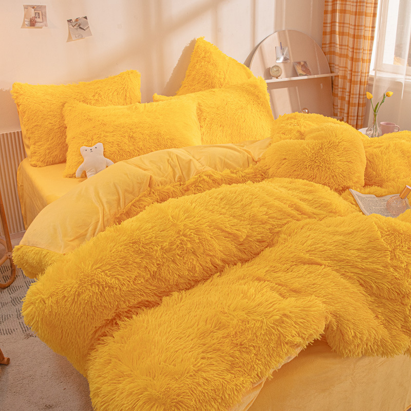 Soft Duvet Cover Sets Shaggy Plush Duvet Cover Faux Fur Bedding Luxury Wholesale Winter Plush Fluffy Bedding Set Sheet St