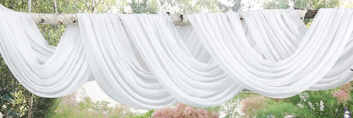 Pair of 2 White Canopy Bed Curtains 35 x 144 Inches Bed Curtains for Double or Twin Size Bed Great as Canopy for Girls Room