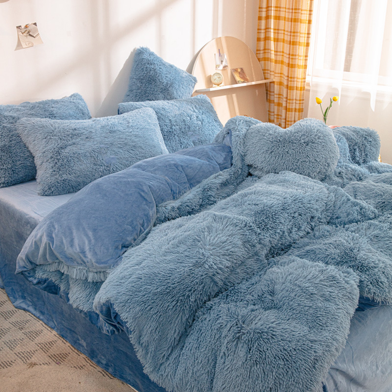 Soft Duvet Cover Sets Shaggy Plush Duvet Cover Faux Fur Bedding Luxury Wholesale Winter Plush Fluffy Bedding Set Sheet St