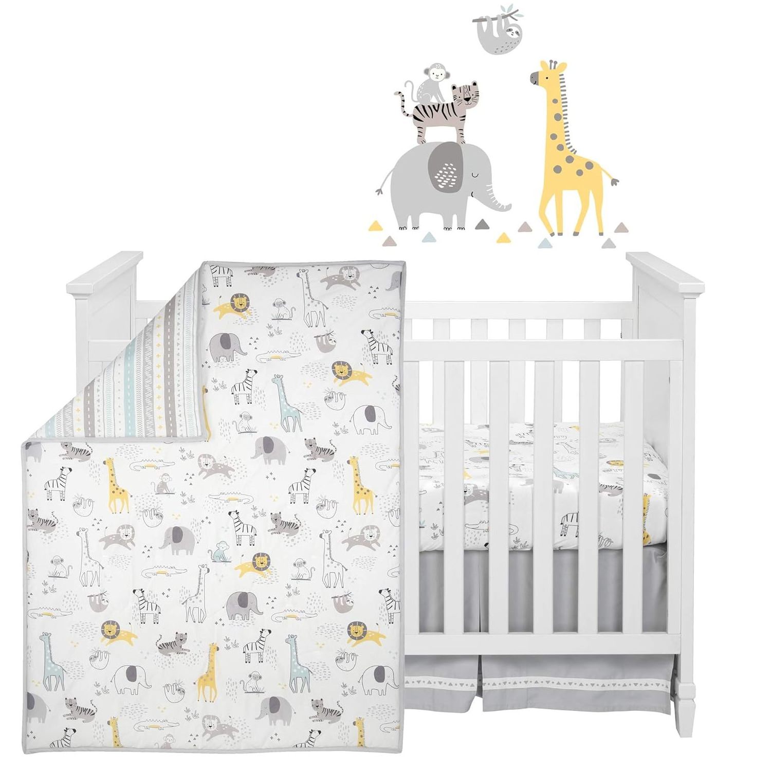 Premium Quality Pure Cotton Baby Crib Bedding Set  Animal Cartoon Pattern 3 Piece for Baby Boys and Girls