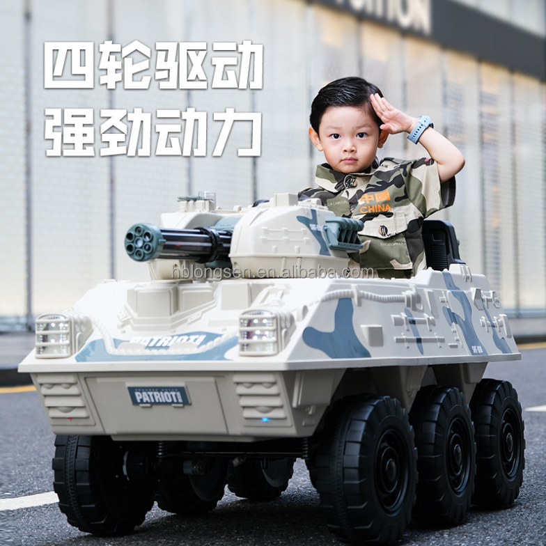 New Design Child Electric Tank Six Wheels Electric Car Remote Control Power Battery Light Music Kids Ride On Truck