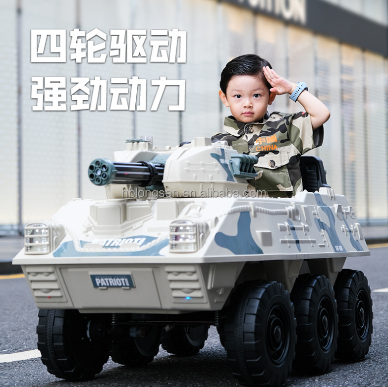 New Design Child Electric Tank Six Wheels Electric Car Remote Control Power Battery Light Music Kids Ride On Truck