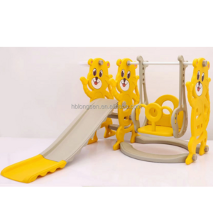 China makes cheap baby slide and swing combination cartoon bear slide