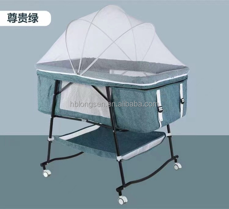 2023 Hot Sell Wholesale Electric Swing Beside Sleeper Beside Cribs Bed Baby Crib Rocking Chair Cotton Portable Baby Travel Bed