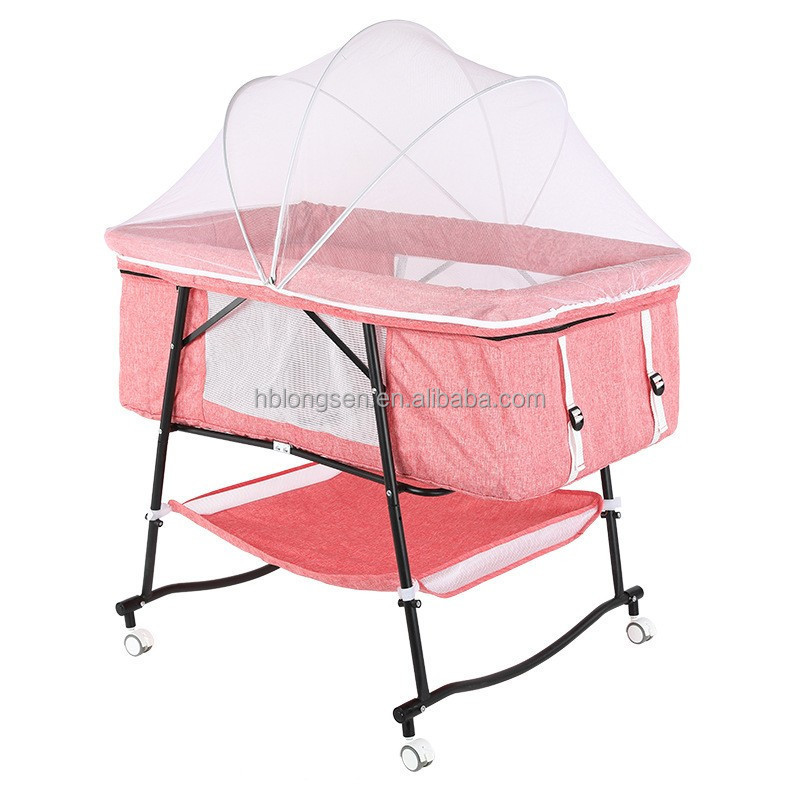 2023 Hot Sell Wholesale Electric Swing Beside Sleeper Beside Cribs Bed Baby Crib Rocking Chair Cotton Portable Baby Travel Bed