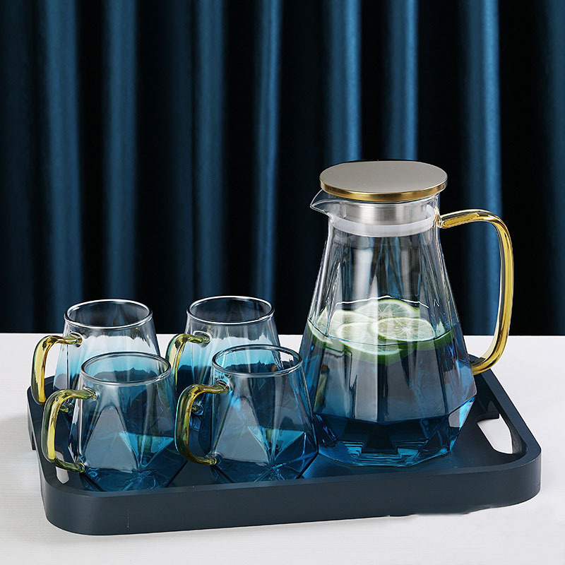 Wholesale glass water pitcher set Hand Made high Borosilicate glass water jug set