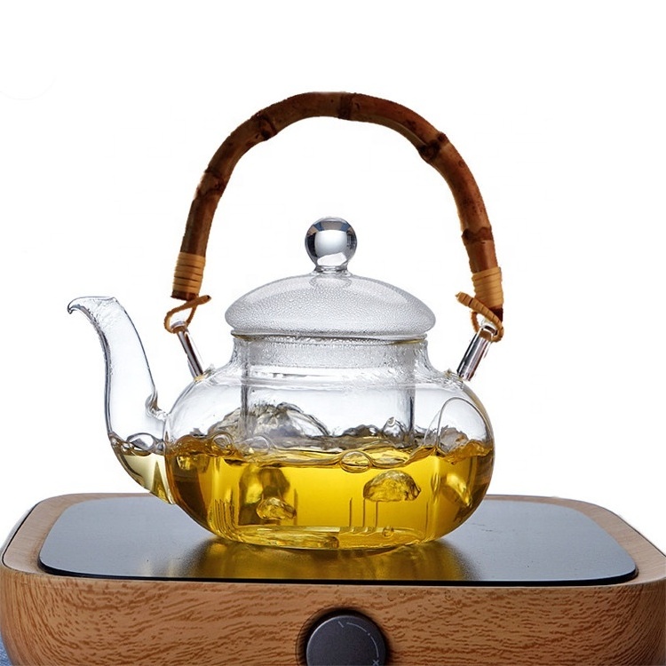 High Quality Handblown Heat Resistant 600ml Glass Teapot With Infuser