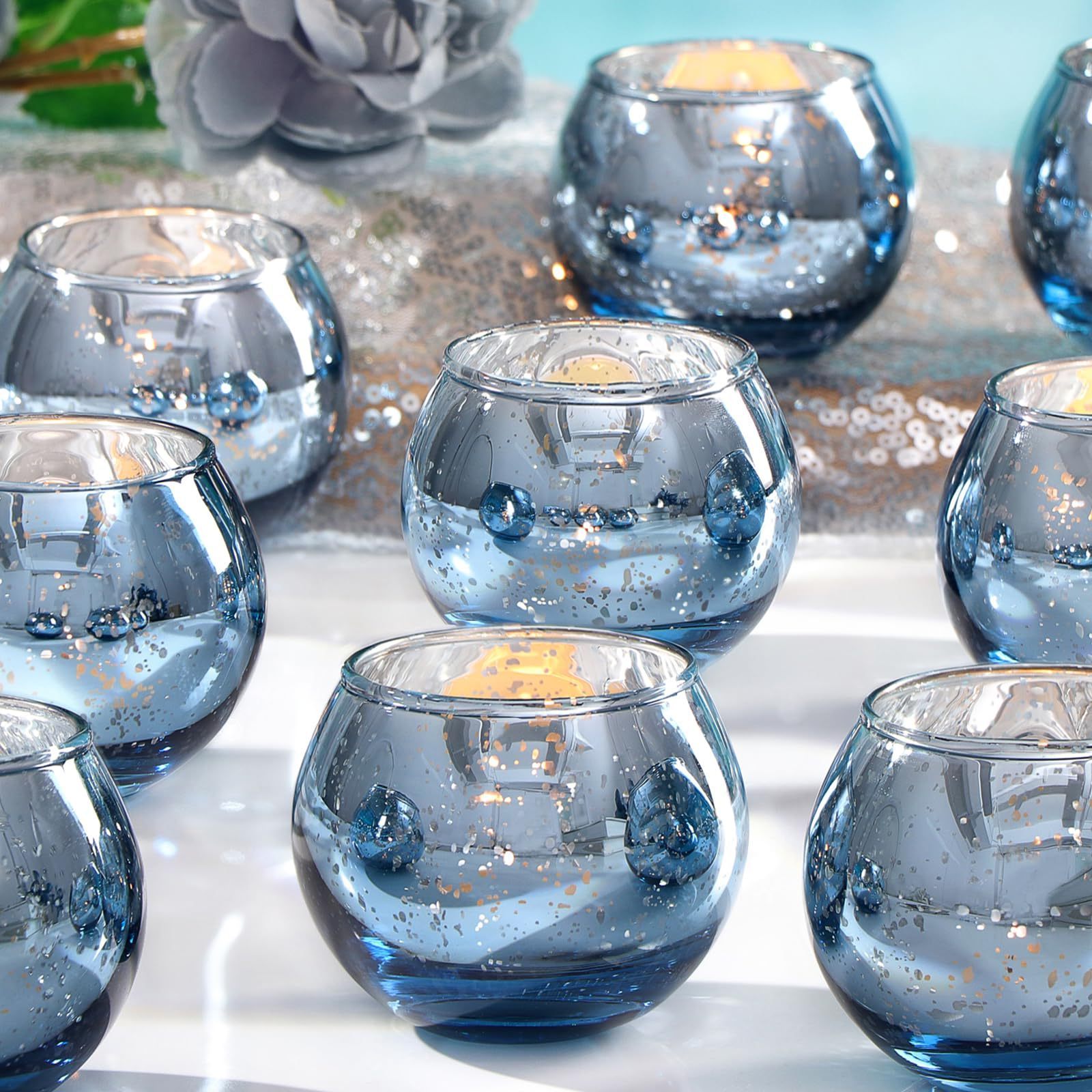 Wholesale Christmas Custom Candle Holders Lanterns Candle Jars Blue Luxury Colored Double Wall Glass Candle Jar