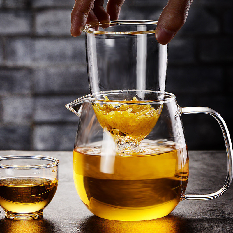 Wholesale Hand Blown Transparent Heat Resistant Borosilicate Loose Leaf glass tea pots kettles