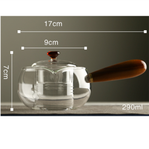 Heat-resistant Transparent High Borosilicate Glass Teapot Tea Kettle With Wood Handle