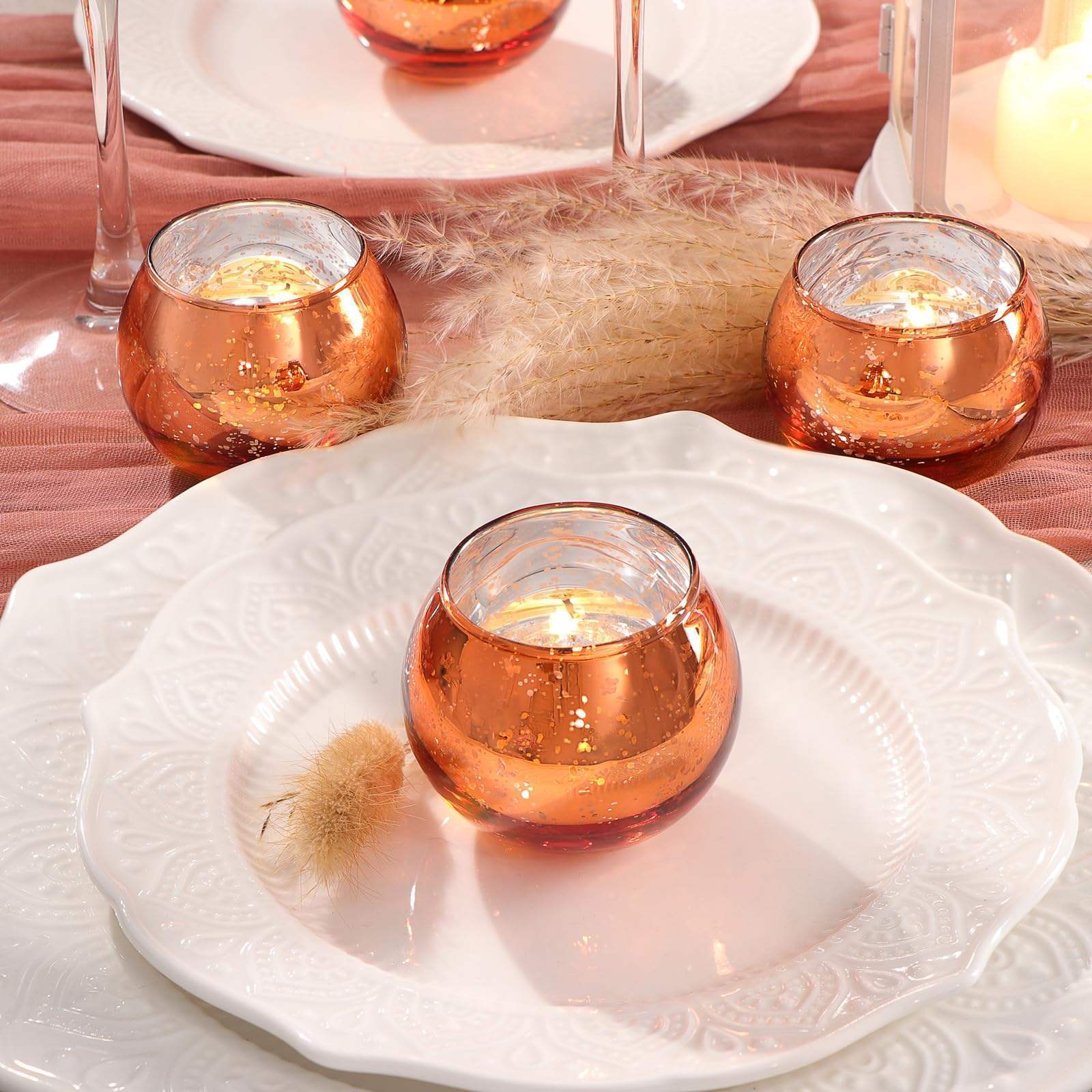 Customized Round Glass Crystal Candle Holder Print Pattern Votive Bowl For Scented Candles For Parties And Home Decor