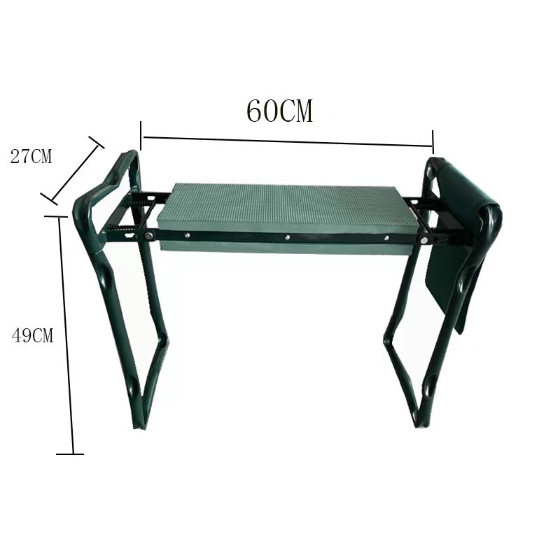 Folding Deep Seat Foldable Garden Kneeling Pad Chair Bench Seat Stool  Kneeler with  Handles and green tool bag