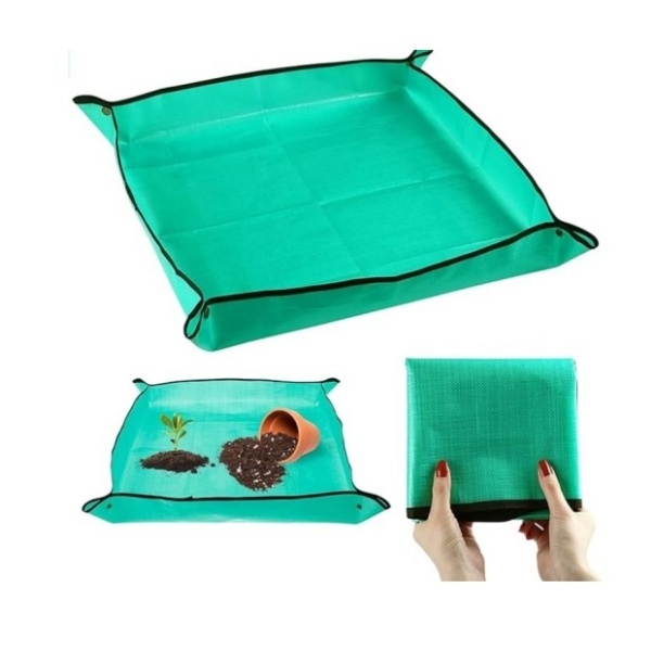 100cm Square Plastic Plant Repotting Mat Waterproof Gardening Pot Pad for Home Use with Grass Square Shape for Plant Care