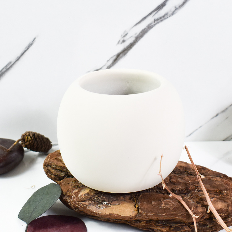 Wholesale fancy cheap white frosted concrete candle bowl stand ceramic matte cement home decoration candle jar