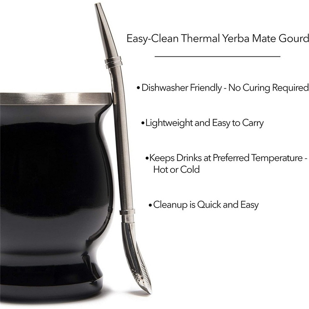 Double Wall Stainless Steel Mate Tea Cup Bombilla Yerba Mate Gourd Set Includes Yerba Mate Gourd Cup With One Bombilla