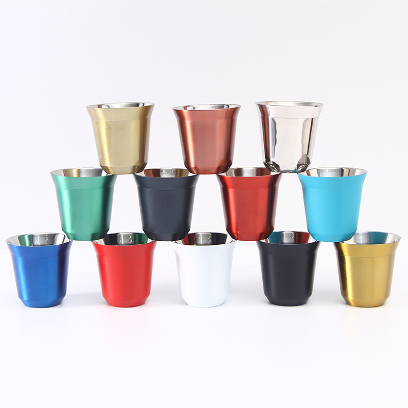 Custom printing 304 Stainless Steel Insulated espressoo Double Wall Thermally Mini Espresso Coffee Cups