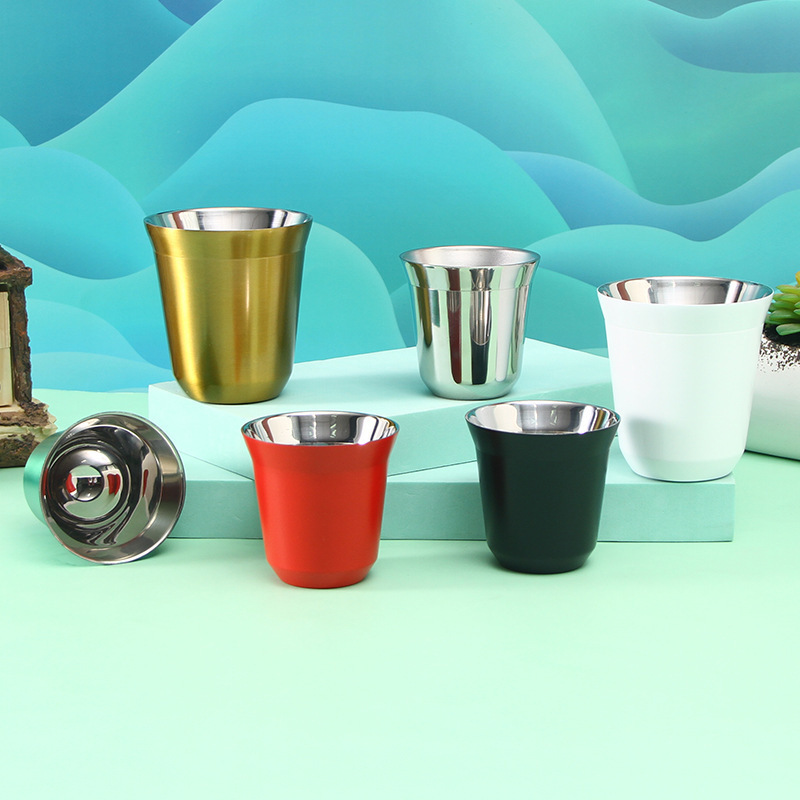 Custom printing 304 Stainless Steel Insulated espressoo Double Wall Thermally Mini Espresso Coffee Cups