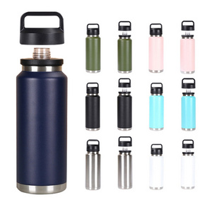 36oz 26oz 16oz stainless steel vacuum insulated  flask yetitumbler water bottle with Chugcap and handle lid Chug Lid bottle