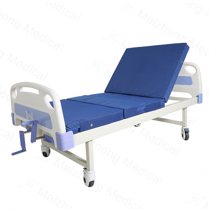 Economic Two Functions Adjustable Medical Clinic Furniture Metal Bed Rolling Manual Patient Hospital Bed