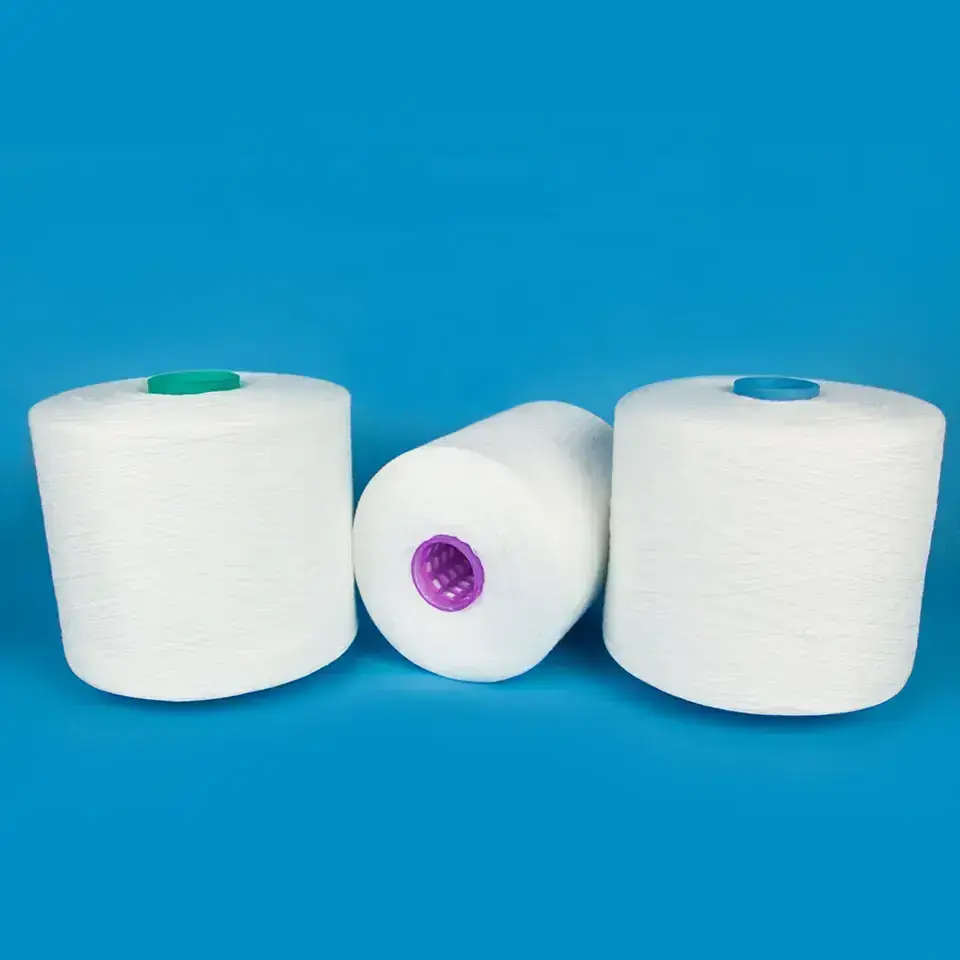 Factory direct sales Raw white 20s 40s/2 polyester spun yarn  100 polyester virgin yarn