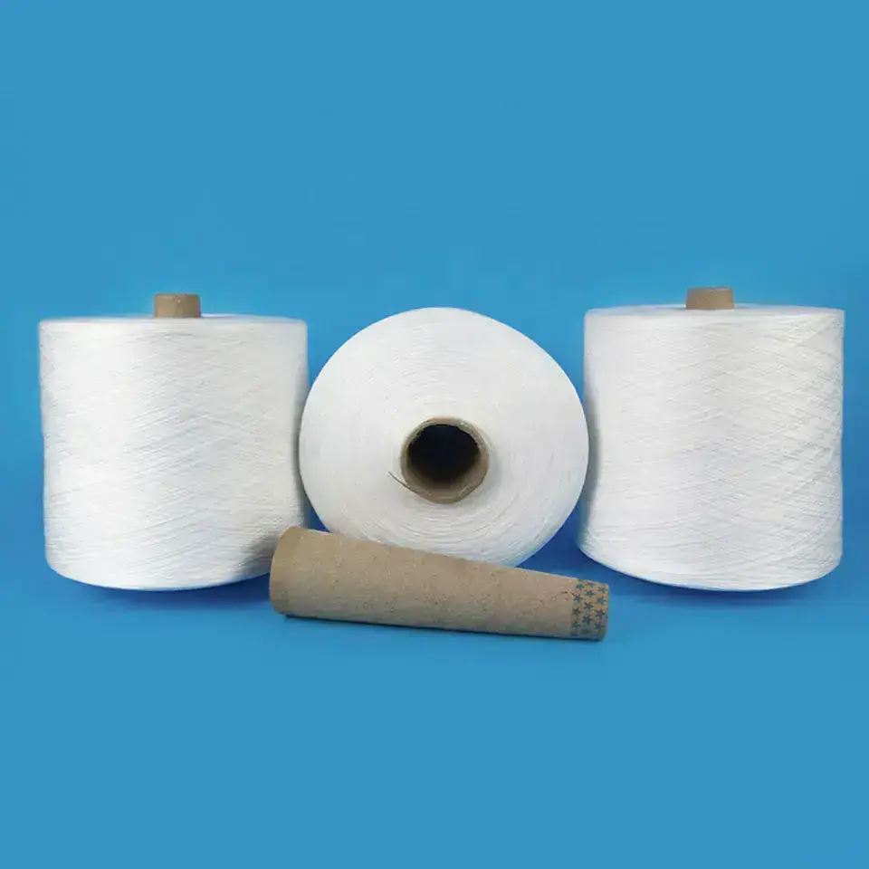 Factory direct sales Raw white 20s 40s/2 polyester spun yarn  100 polyester virgin yarn