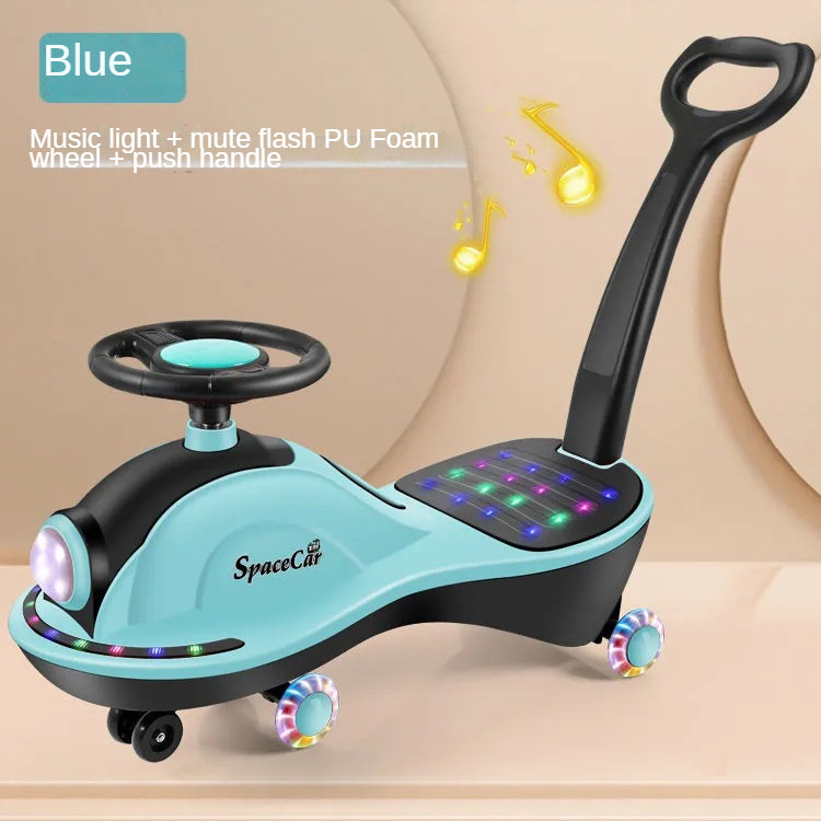 Light and Music Children Swing Car with Push Handlebar Twist car