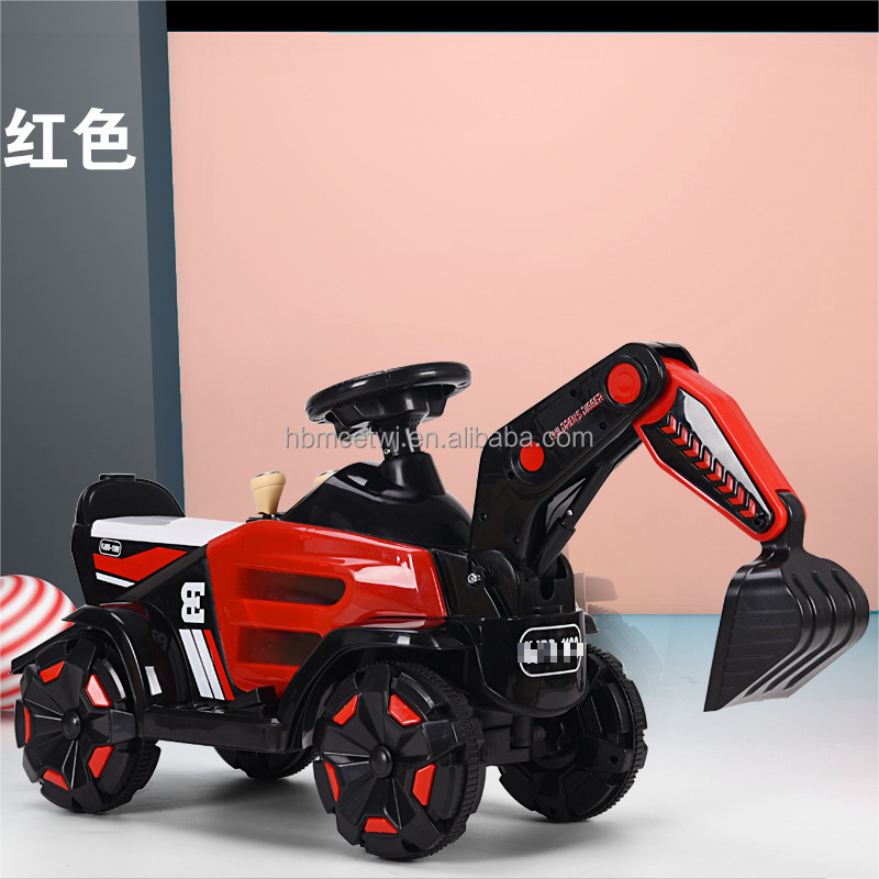 New children's electric old excavator soil 4 wheel sliding excavator1-4 years old can ride on the engineering vehicle with music