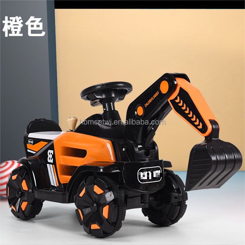 New children's electric old excavator soil 4 wheel sliding excavator1-4 years old can ride on the engineering vehicle with music