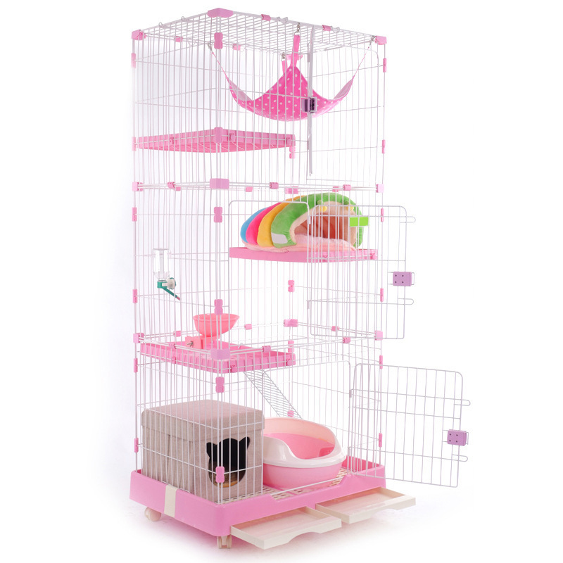 Multi functional multi-layer metal pet cat and dog house cage