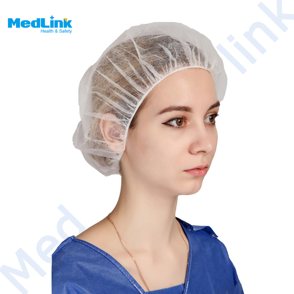 Wholesale disposable ,  PP non woven nurse or doctor double elastic medical bouffant caps