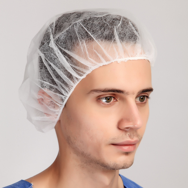 Wholesale disposable ,  PP non woven nurse or doctor double elastic medical bouffant caps