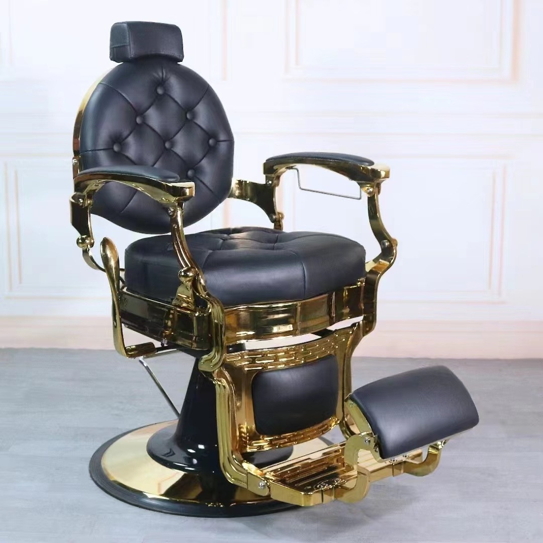 Barber shop retro high-end hairdressing chair can be put down hair salon hair chair men shaving shaving face hairdressing chair