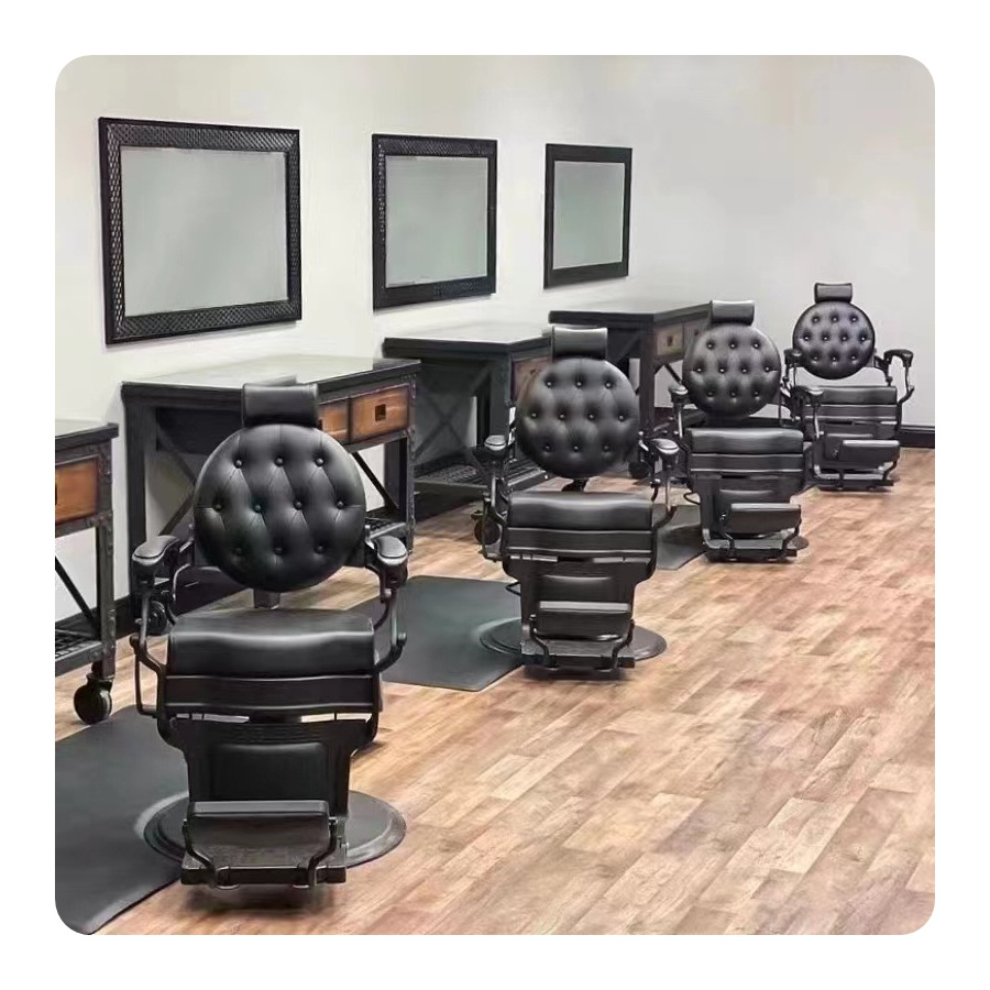 Barber shop retro high-end hairdressing chair can be put down hair salon hair chair men shaving shaving face hairdressing chair