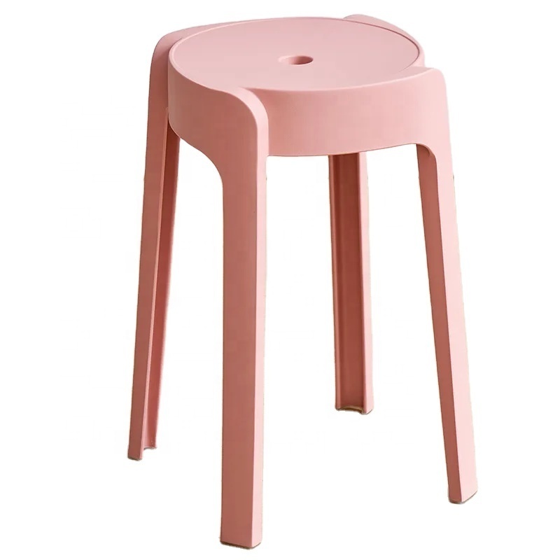 Plastic stool household portable stackable round stool simple modern