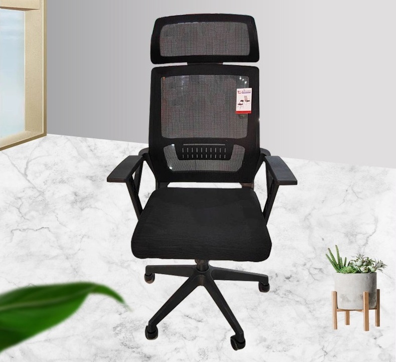 Black Swivel mesh backrest office chair caster wheels wholesale luxury high back ergonomic office work chair