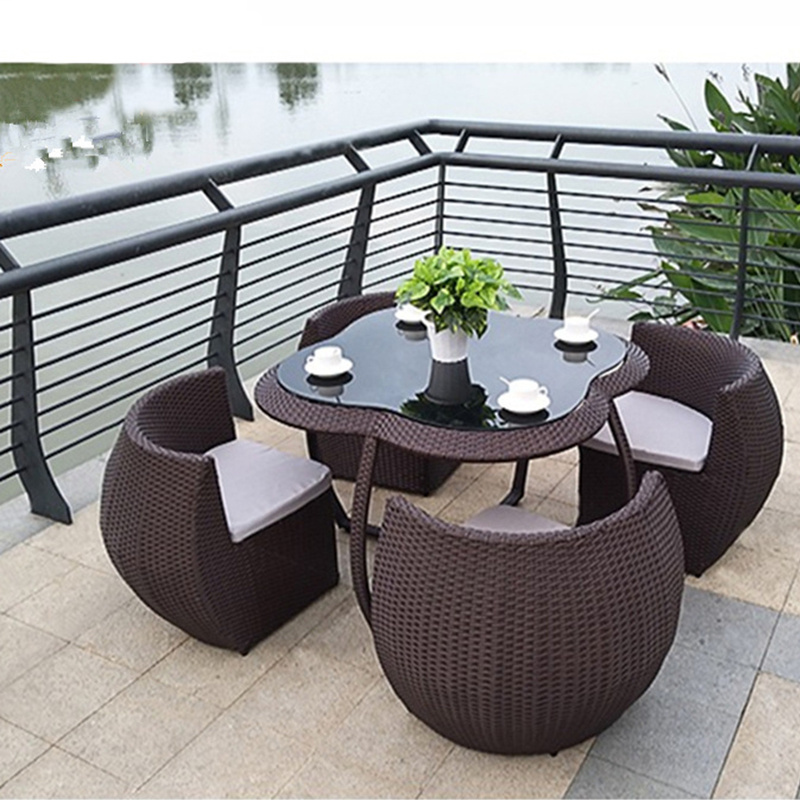 Outdoor table and chairs waterproof patio rattan chair outdoor balcony rattan villa garden fireproof sunscreen leisure furniture