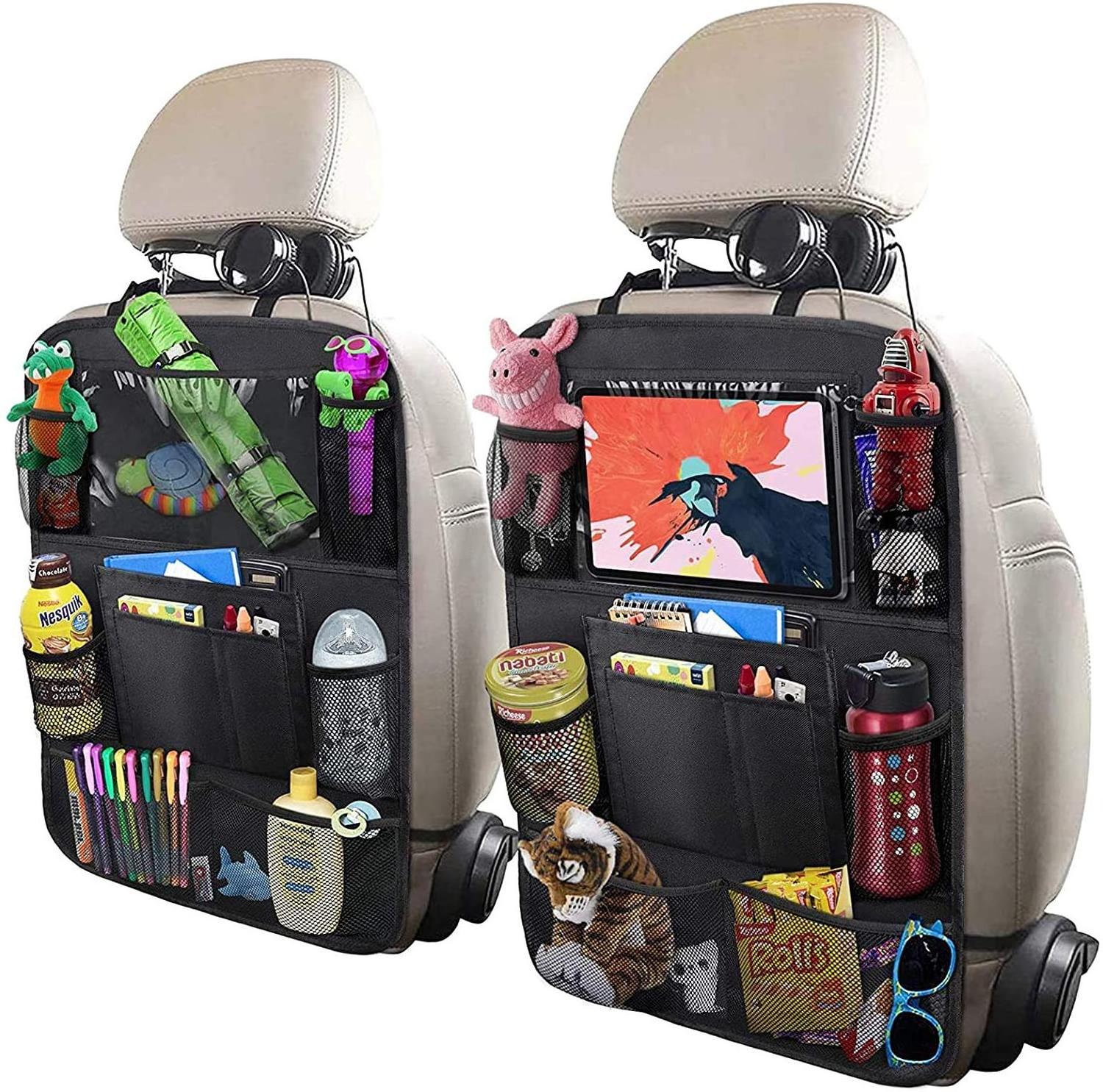 Backseat Car Organizer, Kick Mats Back Seat Protector with Touch Screen Tablet Holder, Back Seat Organizer for Kids