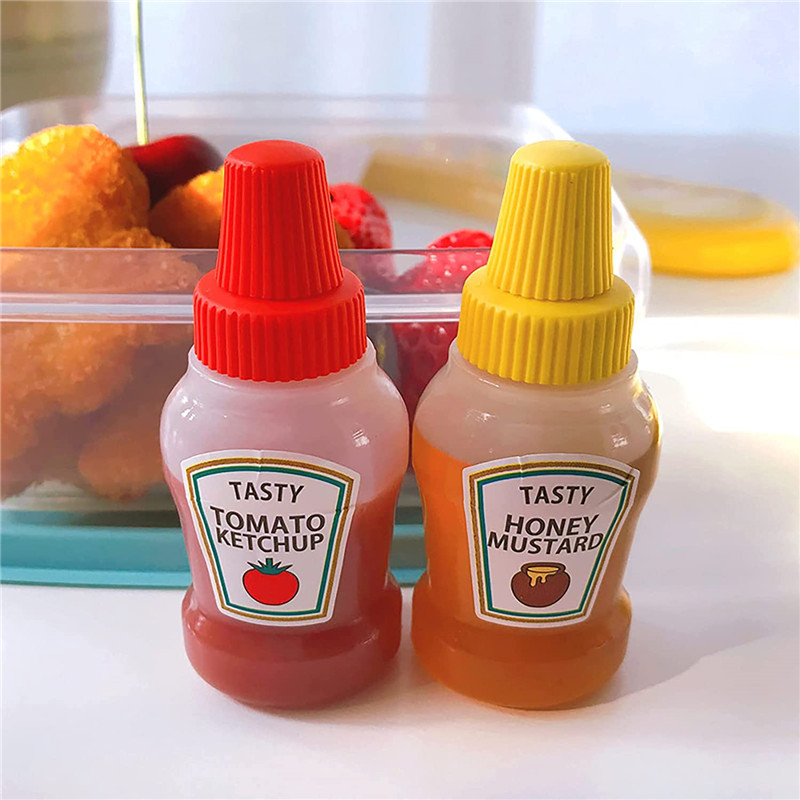 Maysure 25ml Mini condiment squeeze bottle Ketchup/sauce container Plastic portable lunch box dressing machine with screw lid