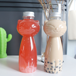 MAYSURE Large Capacity 500ml Cute Animal Cat  Shaped PET Plastic Bottles for Juice Water Milk Beverage