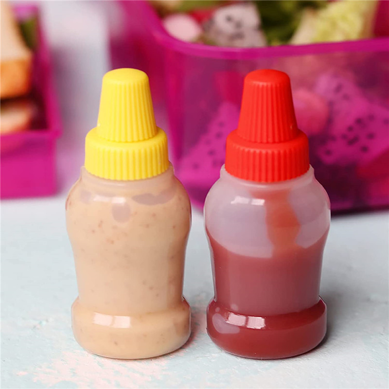 Maysure 25ml Mini condiment squeeze bottle Ketchup/sauce container Plastic portable lunch box dressing machine with screw lid