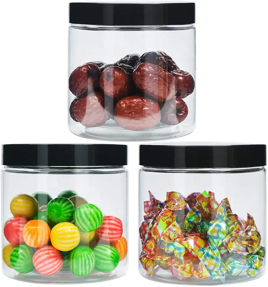 MAYSURE Wholesale Airtight Cylinder Round Plastic Food Jars Empty Cookies Bottles for Snack Storage Jars with Screw Lid 300ML