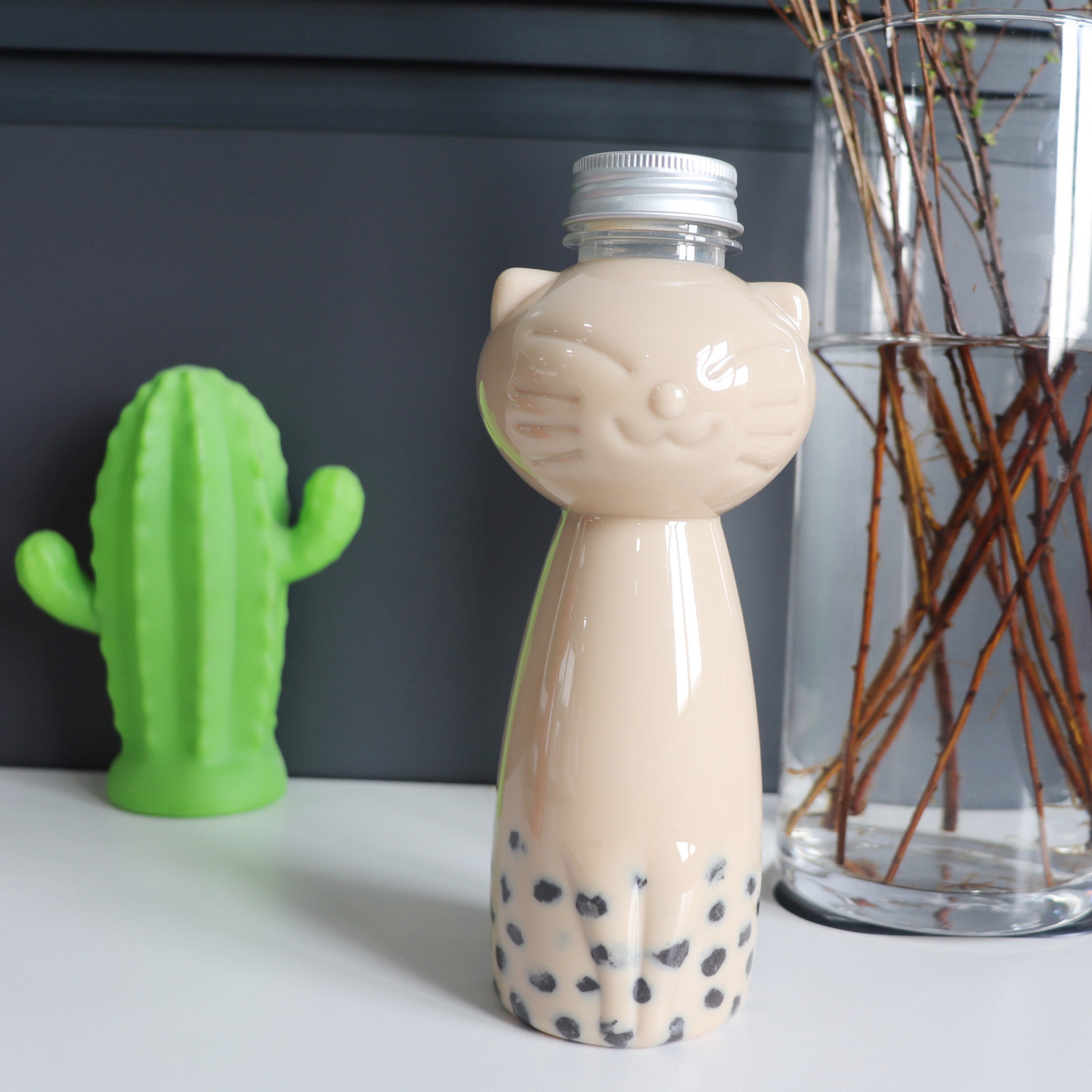 MAYSURE Large Capacity 500ml Cute Animal Cat  Shaped PET Plastic Bottles for Juice Water Milk Beverage