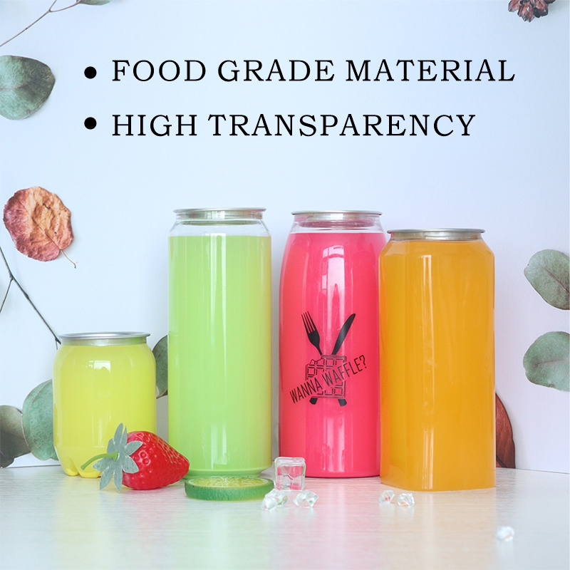 MAYSURE 650ml Clear Soda Cans Empty PET Pull Ring Beverage Cans For Soft Drinking Packaging