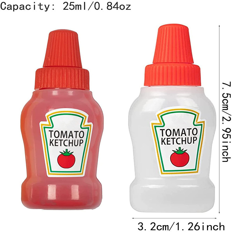 Maysure 25ml Mini condiment squeeze bottle Ketchup/sauce container Plastic portable lunch box dressing machine with screw lid