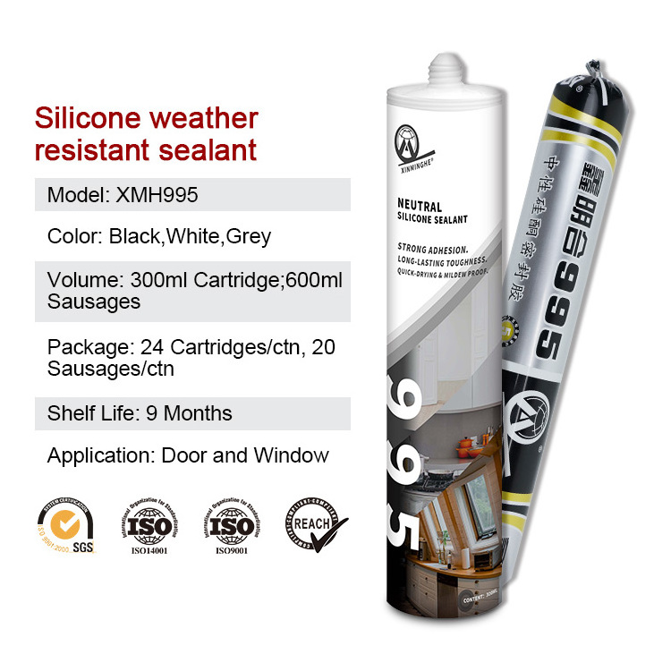 MH995 Silicone sealant waterproof glass window tile aluminium construction rtv 100% clear transparent silicone adhesive sealant