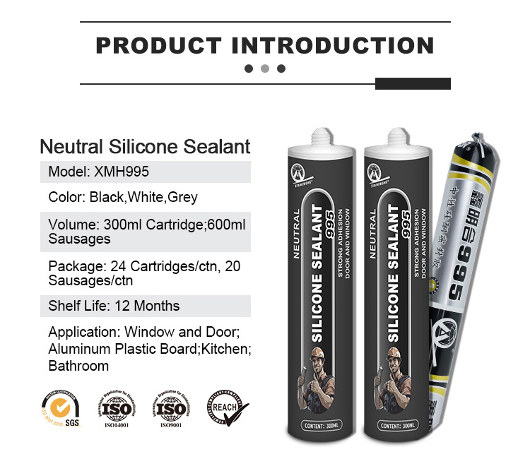 MH995 Silicone sealant weather resistance waterproof insulating glass seal silicone sealant black adhesive for window