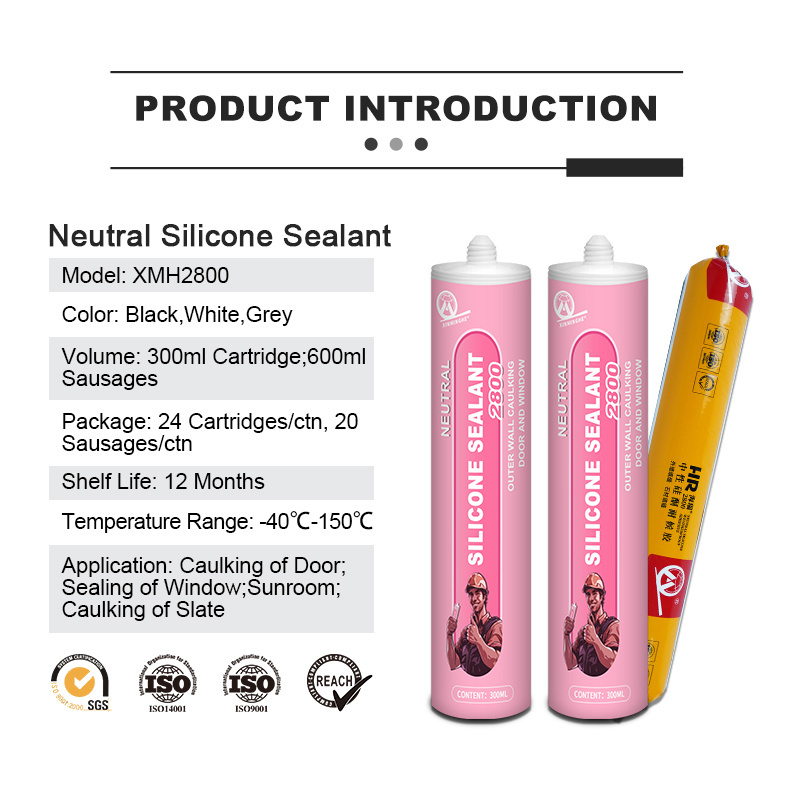 MH2800 Sealant Silicone Concrete Crack Filler Non Acidic Clear Waterproof Glass Curtain Wall Adhesive Bitumen Silicone Sealant